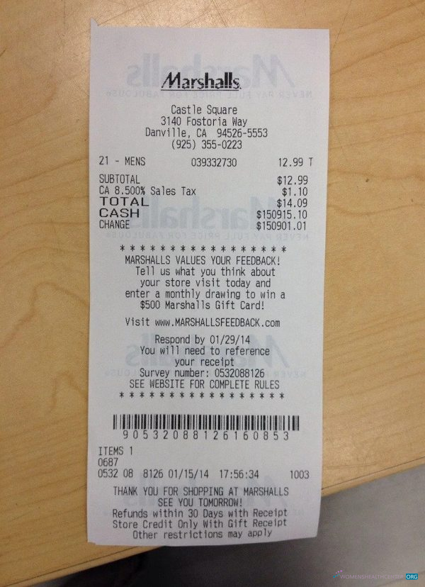 Download Marshalls store payment check Photoshop template